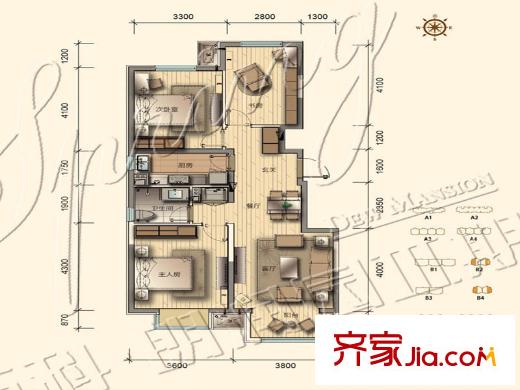 晉中萬科?朗潤(rùn)園逸興苑107平方米 108平方米邊戶 3室2廳1衛(wèi)1廚