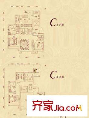 復(fù)地東山國際洋房C3戶型 5室3廳1衛(wèi)1廚