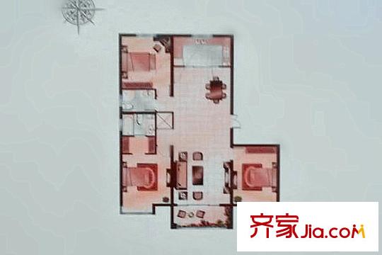 辰興文教城五期B1戶型 3室2廳2衛(wèi)1廚