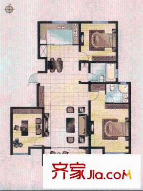 辰興文教城五期D2戶型 3室2廳2衛(wèi)1廚