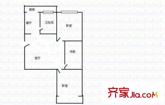 半坡東街電控廠宿舍小區(qū) 3室 戶型圖