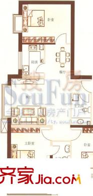 博雅米蘭假日戶型圖博雅米蘭B棟OA戶型 3室2廳2衛(wèi)1廚