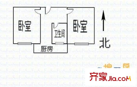 山西省體育局宿舍 2室 戶型圖
