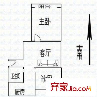 千峰南路郵政宿舍 2室 戶型圖