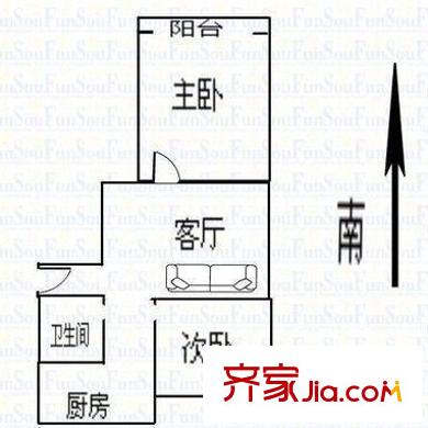 千峰南路郵政宿舍 2室 戶型圖