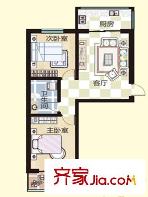 易居時(shí)代B戶型 2室1廳1衛(wèi)1廚