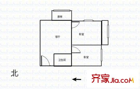 南十方鐵路宿舍 2室 戶型圖