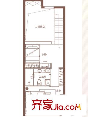 海唐廣場2#住宅 標準層 A2戶型 二層平面 2室2廳2衛(wèi)1廚