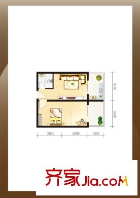 巧克力公寓戶(hù)型8 1室1廳1衛(wèi)1廚