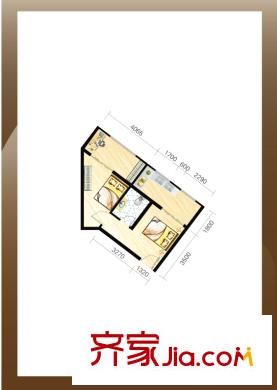 巧克力公寓戶(hù)型5 2室1廳1衛(wèi)1廚