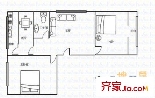 觀湖印象 2室 戶型圖