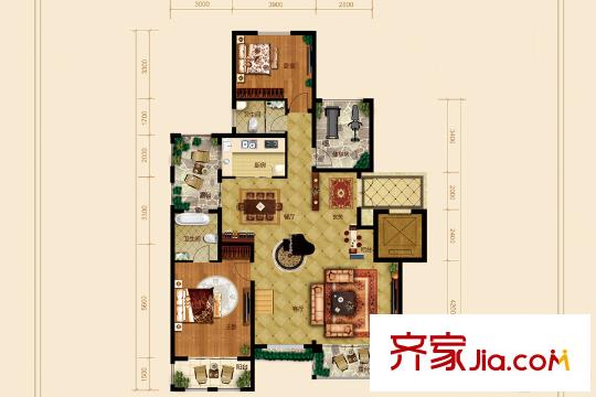 花溪谷f6戶型1樓 4室2廳3衛(wèi)1廚