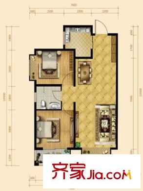 花溪谷D3戶型 2室2廳1衛(wèi)1廚