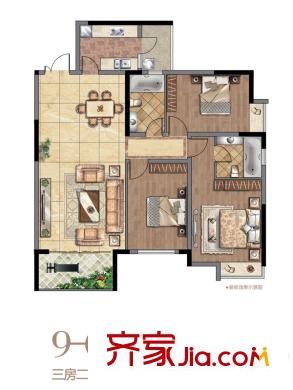 府東公館9C/D戶型 3室2廳2衛(wèi)1廚