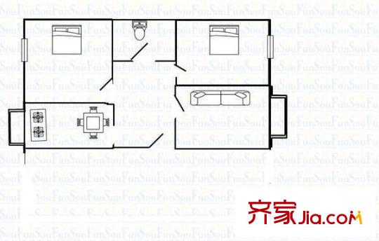 糖酒宿舍 3室 戶型圖