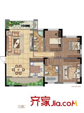府東公館5E/F戶型 3室2廳1衛(wèi)1廚