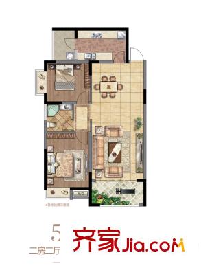 府東公館5F戶型 2室2廳1衛(wèi)1廚