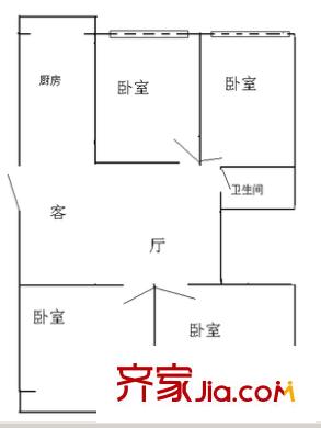 十二中宿舍 3室 戶型圖