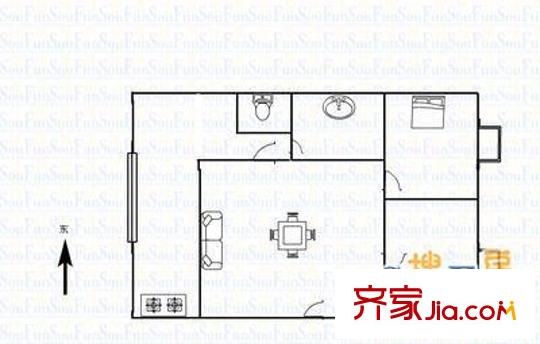 省引黃局宿舍 2室 戶型圖
