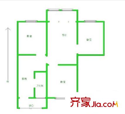 山西電力杏花嶺小區(qū) 3室 戶型圖