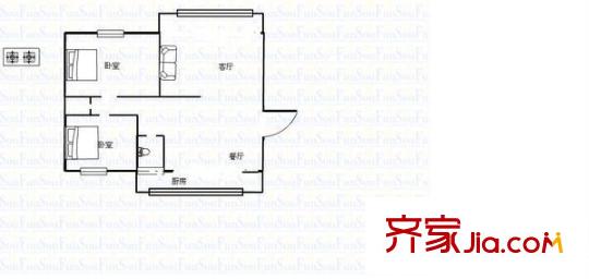 學府街省委黨校宿舍 3室 戶型圖