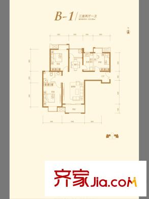 首開?國風(fēng)上觀B-1戶型 3室2廳1衛(wèi)1廚