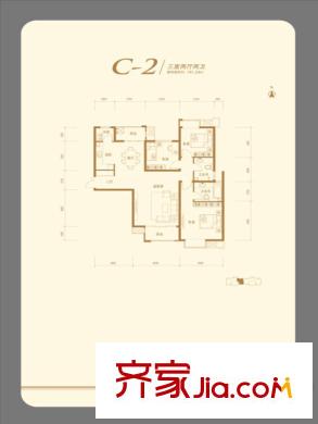 首開?國風上觀二期6#C-2戶型 3室2廳2衛(wèi)1廚