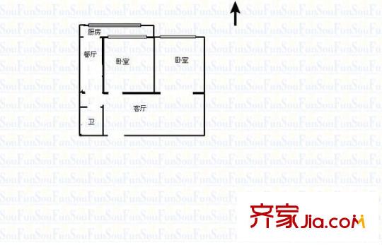 省建八公司單位宿舍 2室 戶型圖