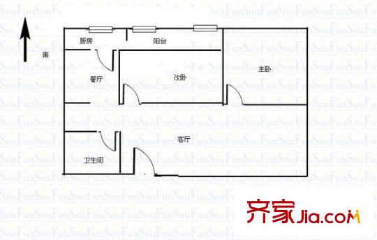 省建八公司單位宿舍 2室 戶型圖