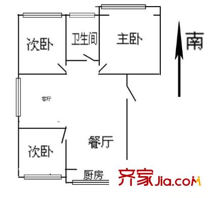 送變電宿舍3室 戶型圖