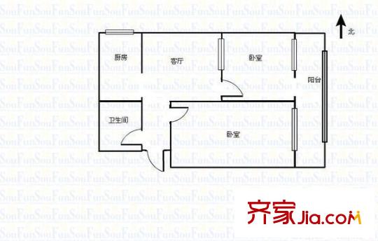 送變電宿舍 2室 戶型圖