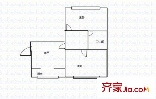 送變電宿舍 2室 戶型圖