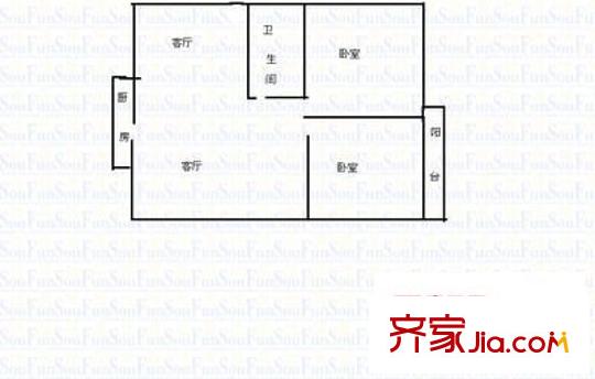 送變電宿舍 2室 戶型圖