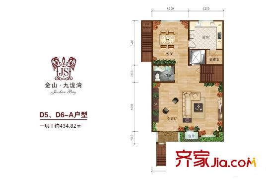 金山?九瀧灣別墅D5、D6-A戶型一層 6室4廳7衛(wèi)1廚