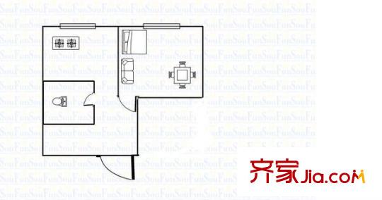 北大街東社區(qū) 1室 戶型圖