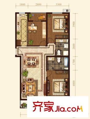 智誠?御河駿景B3#C戶型 3室2廳2衛(wèi)1廚
