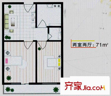 育陽小區(qū)戶型圖2室2廳