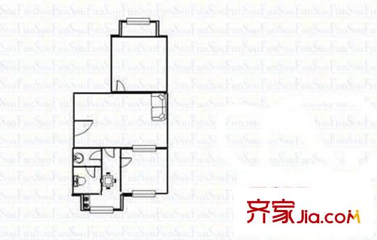 新城住宅小區(qū) 2室 戶型圖