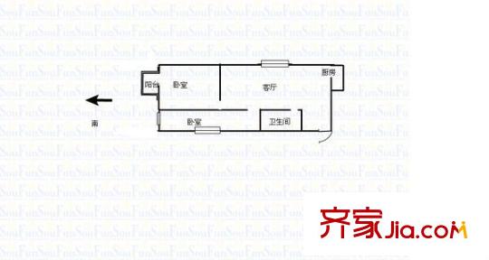 上北河灣鐵路宿舍 2室 戶型圖