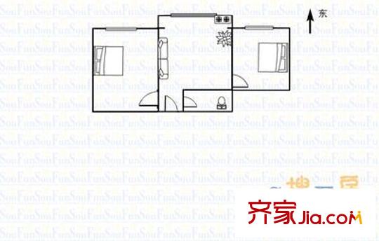 青年宮宿舍樓 2室 戶型圖