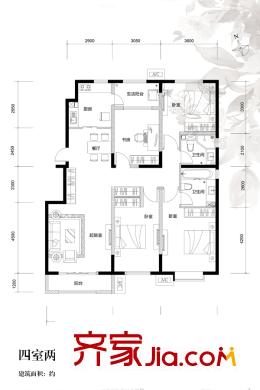 太原富力熙悅居F戶型 2廳2衛(wèi)1廚