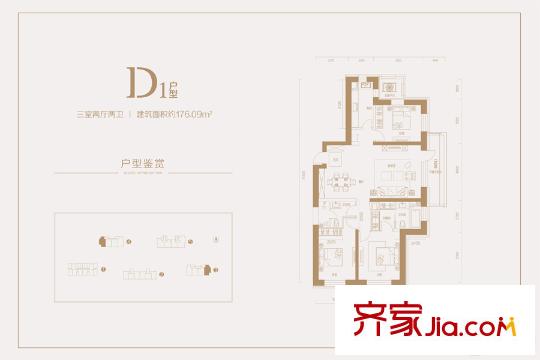 華潤(rùn)悅府D1戶型 3室2廳2衛(wèi)1廚
