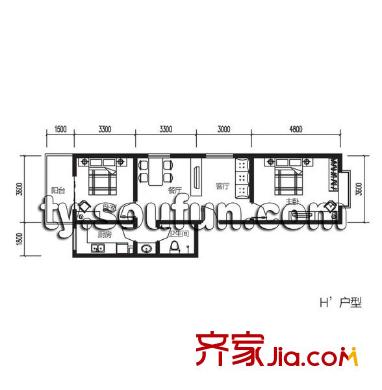 臻觀苑戶型圖戶型四 2室2廳1衛(wèi)1廚