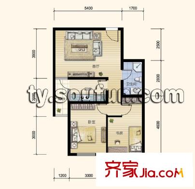 臻觀苑戶型圖戶型五 2室1廳1衛(wèi)1廚