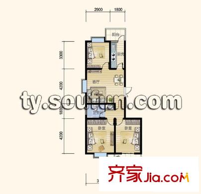 臻觀苑戶型圖戶型九 3室1廳1衛(wèi)1廚