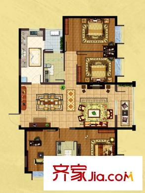 蘭亭?御湖城四期D戶型 4室2廳2衛(wèi)1廚