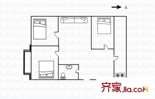 西礦街北一條社區(qū) 3室 戶型圖