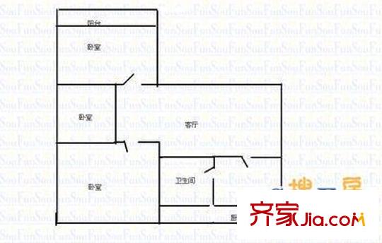 三橋小區(qū) 2室 戶型圖