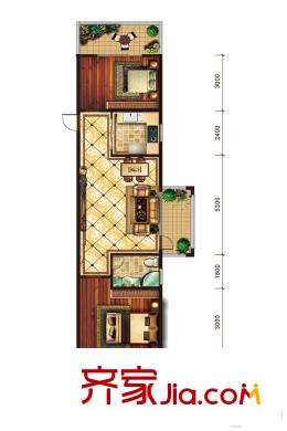 中澤純境9#樓標(biāo)準(zhǔn)層F戶型 2室2廳1衛(wèi)1廚