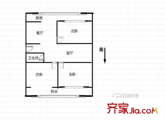 并州南路聯(lián)通宿舍戶型圖太原 聯(lián)通宿舍（并州南路） 戶型圖 3室